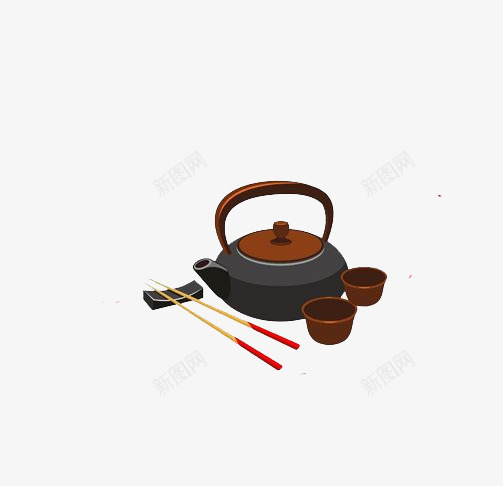 手绘茶具png免抠素材_88icon https://88icon.com 手绘画 矢量装饰 茶具 茶壶 装饰