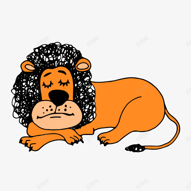 睡觉的大狮子png免抠素材_88icon https://88icon.com 动漫人物头发 动物 卡通 手绘 橘色 狮子 睡觉 绘画 黑色头发