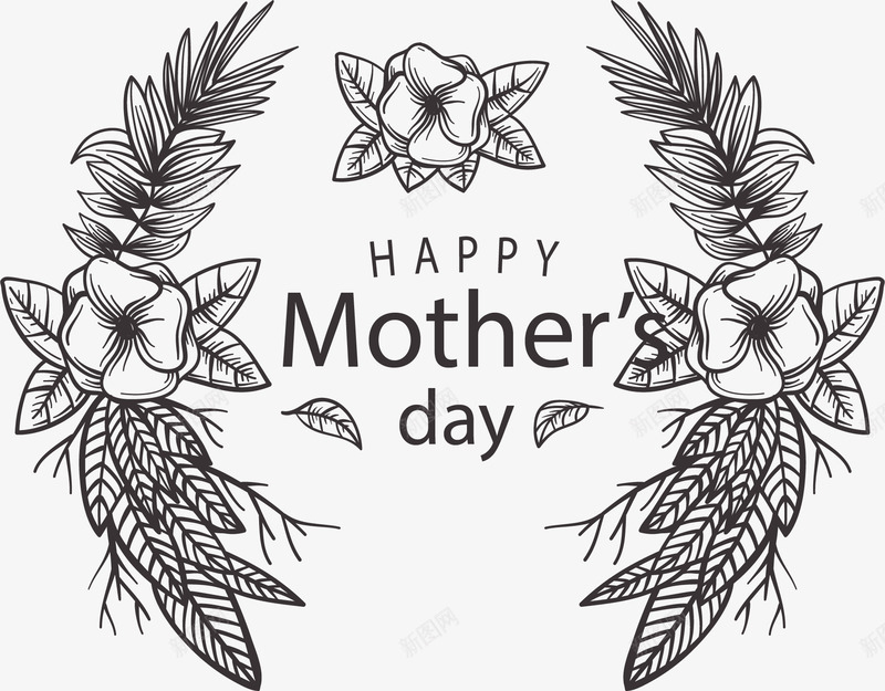 手绘花藤母亲节海报矢量图ai免抠素材_88icon https://88icon.com 手绘花藤 母亲节 母亲节快乐 矢量png 花藤 矢量图