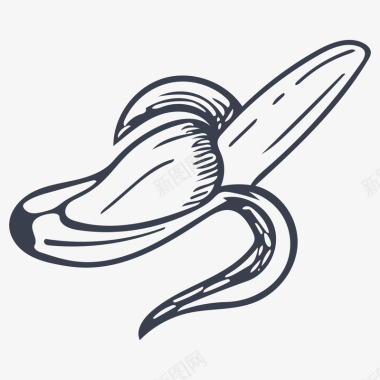 绘画颜色线描香蕉图标图标
