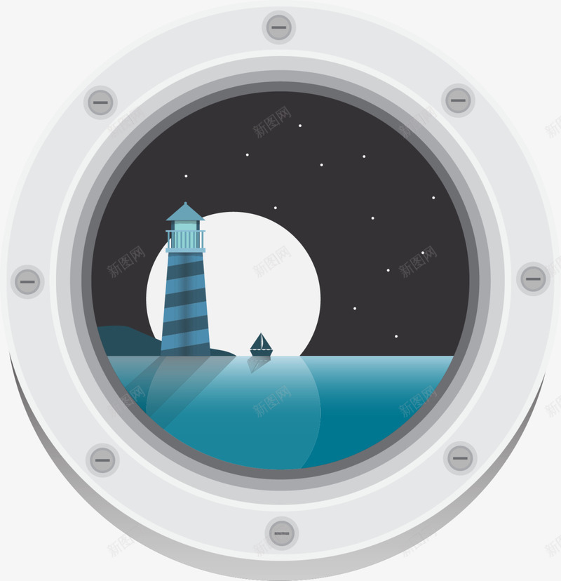 白色灯塔大海窗口png免抠素材_88icon https://88icon.com 6月8号 世界海洋日 夜晚大海 夜色海洋 大海 灯塔大海 白色窗口 自然