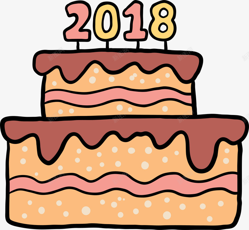 2018新年蛋糕png免抠素材_88icon https://88icon.com 2018新年蛋糕 卡通图案 可爱 庆祝 节日