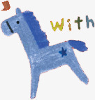 涂鸦动物绘画蓝色小马素材