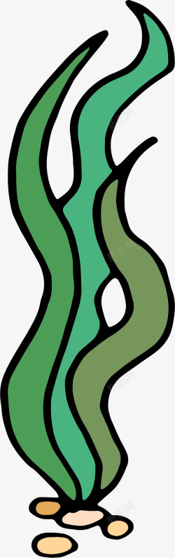 手绘卡通绿色海带海藻素材