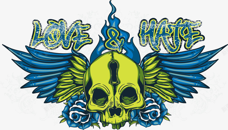 蓝色翅膀骷髅印花png免抠素材_88icon https://88icon.com T恤印花 T恤印花图案 印花 印花图案 数码印花 服装印花 服装印花设计 翅膀 蓝色翅膀 骷髅