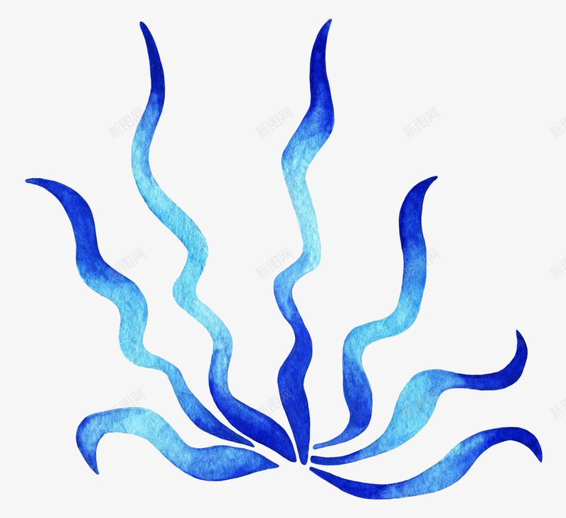蓝色水彩珊瑚png免抠素材_88icon https://88icon.com 水墨图案 水彩图案 水彩海洋 珊瑚 蓝色水墨