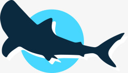 蓝色扁平鲨鱼标签素材
