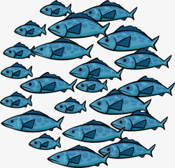 世界海洋日蓝色鱼群素材