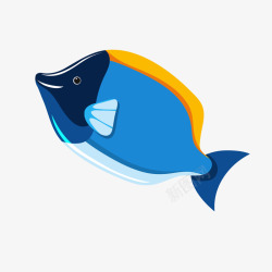 微笑鱼一条可爱的蓝色小鱼矢量图高清图片