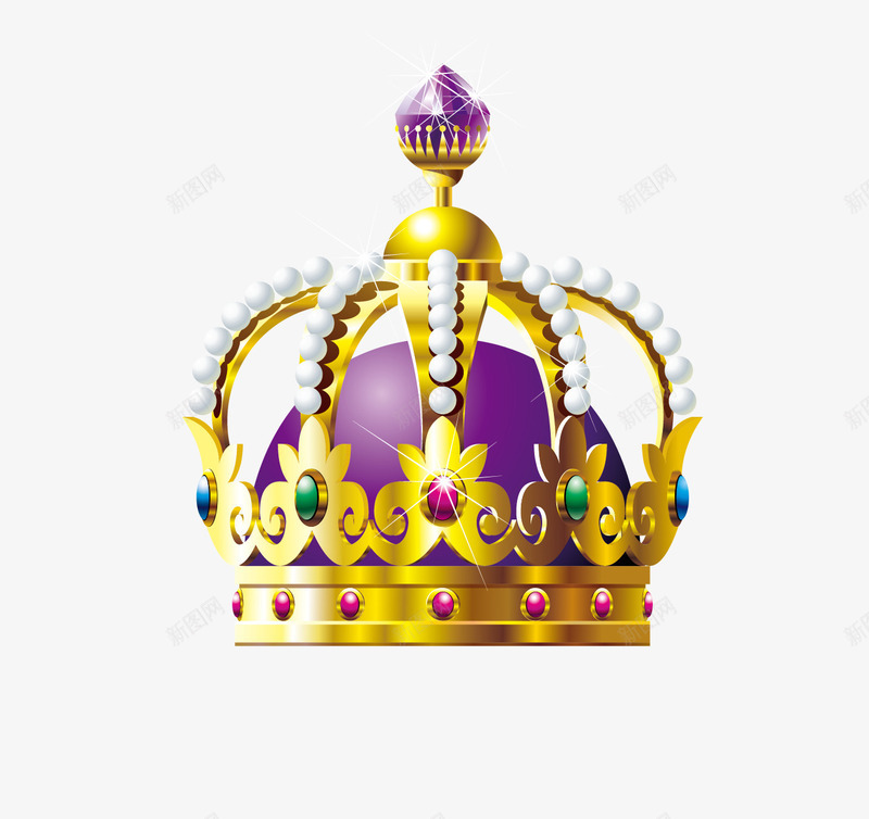 欧式金色珍珠钻石皇冠png免抠素材_88icon https://88icon.com 写实皇冠 珍珠 矢量皇冠 金色 钻石 高贵
