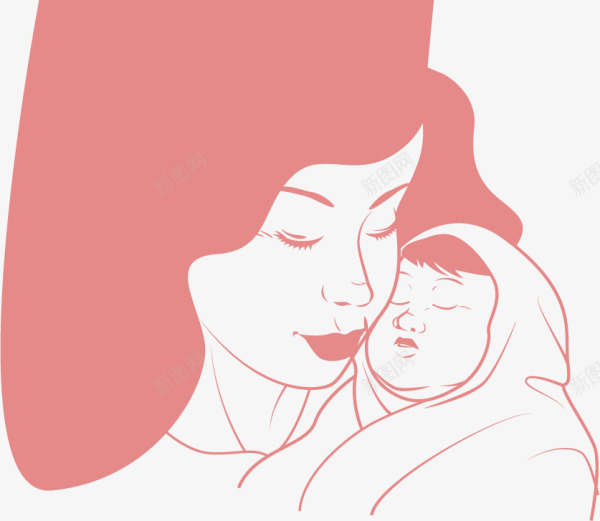母亲节手绘抱着孩子的妈妈png免抠素材_88icon https://88icon.com 头靠头 手绘妈妈 抱着孩子的妈妈 母亲节 母爱 绘画