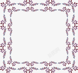 小清新紫色手绘花藤装饰框素材