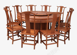 大型红木桌椅十一件套素材