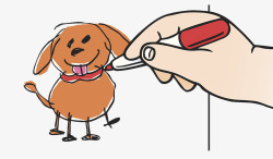 卡通插图手绘画小狗的人素材
