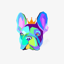 卡通戴着皇冠的小狗面抠图素材