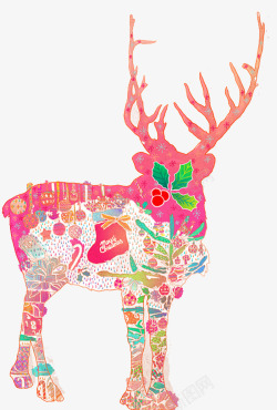 圣诞节主题手绘麋鹿素材