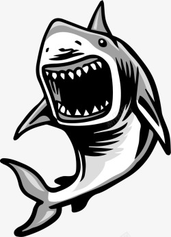 灰色卡通凶猛鲨鱼素材