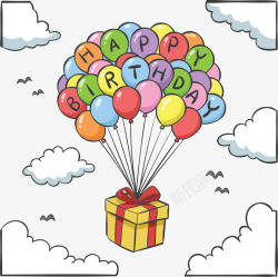 彩色气球生日快乐矢量图素材