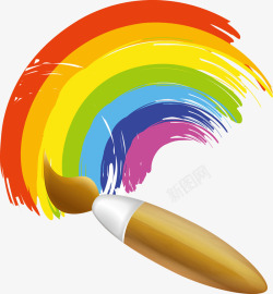 画笔与彩虹矢量图素材