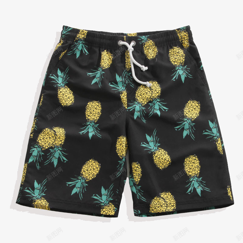 菠萝印花泳裤png免抠素材_88icon https://88icon.com 五分裤 产品实物 海边度假蜜月游泳裤 温泉裤 男女宽松速干沙滩裤 菠萝印花泳裤