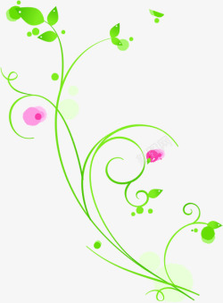创意手绘和合成能扁平绿色的藤蔓效果素材
