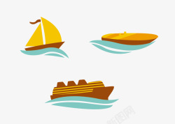 卡通海上船帆素材