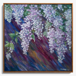 2016年创作油画5月的紫藤花高清图片