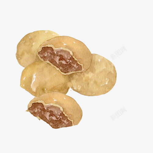 红豆烧手绘画片psd免抠素材_88icon https://88icon.com 夹心 手绘美食 烧饼 红豆味