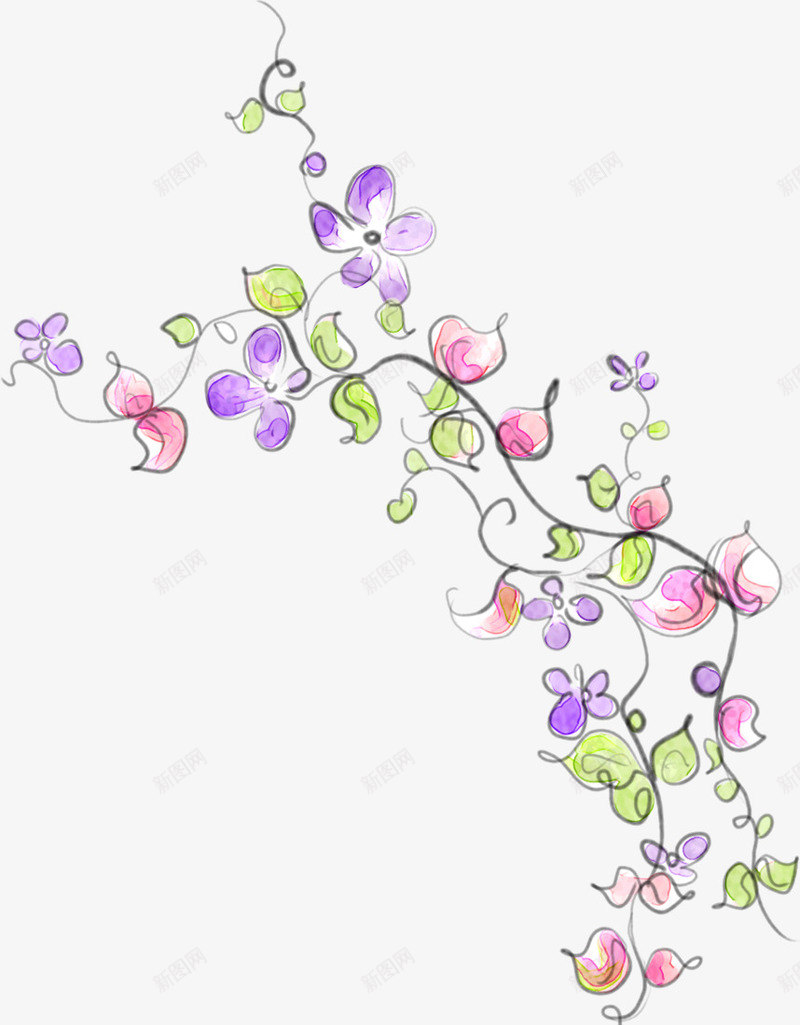 春季唯美彩色藤蔓植物png免抠素材_88icon https://88icon.com 彩色 春季 植物 藤蔓