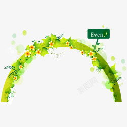 绿色拱形缠绕的花藤素材
