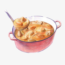 蛤蜊汤手绘画片素材