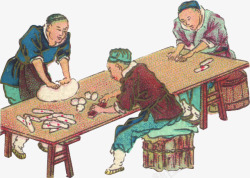 中国画做月饼的人中秋素材
