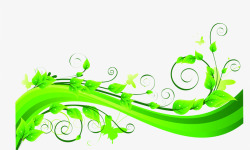 手绘藤蔓绿叶装饰素材