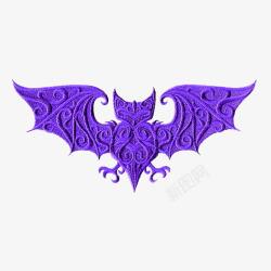 蓝紫色蝙蝠印花素材