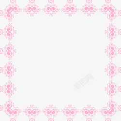 手绘粉色花朵边框素材