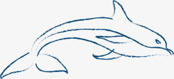 蓝色线条手绘海豚素材