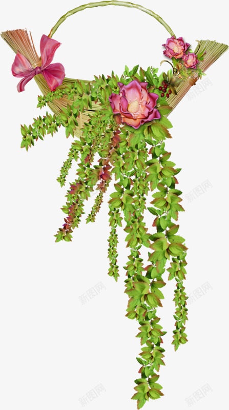 藤蔓绿叶吊篮装饰png免抠素材_88icon https://88icon.com 吊篮 绿叶 藤蔓 装饰