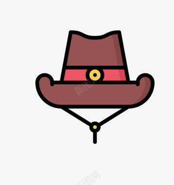 棕色帽子牛仔帽狂野西部图标图标