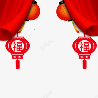 灯笼福字年年有余红色福字节日图标图标