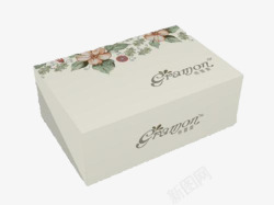简单盒子白色花朵叶子鞋盒高清图片