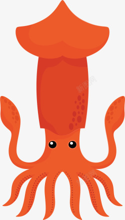 卡通海洋红色章鱼矢量图素材