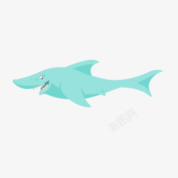 卡通蓝色的鲨鱼矢量图素材