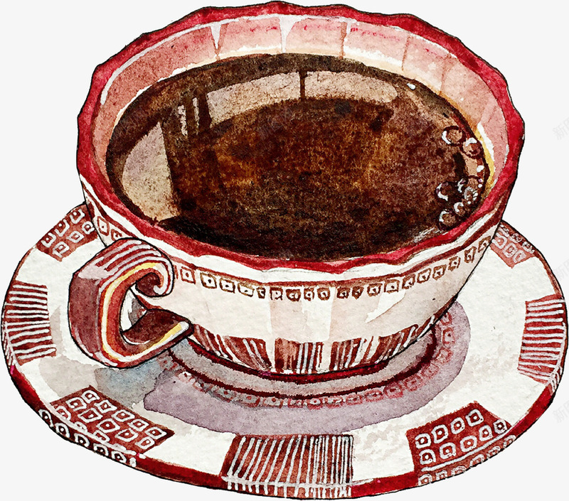 创意复古花纹咖啡图案png免抠素材_88icon https://88icon.com 冷饮 创意 卡通 图案 复古 手绘 水彩 绘画 花纹 设计 饮料