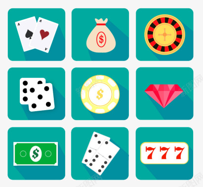 蓝色方块赌博元素图标图标