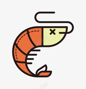 海鲜大虾手绘卡通大虾简图图标图标