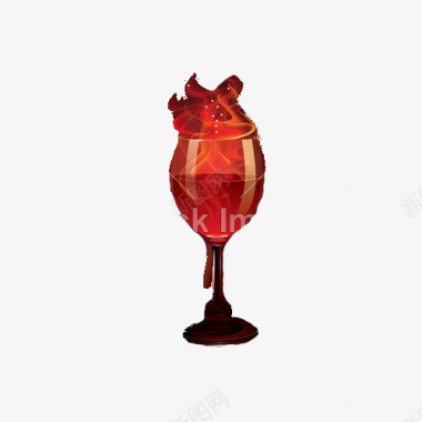 黑底高脚杯中的红酒与火焰图标图标
