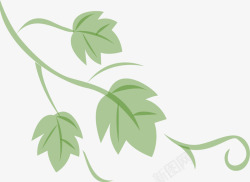 手绘绿色藤蔓树叶装饰素材