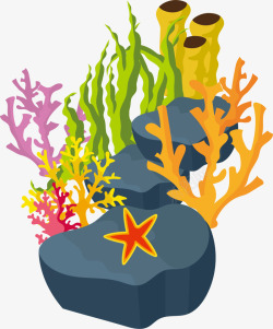 彩色立体海底珊瑚素材