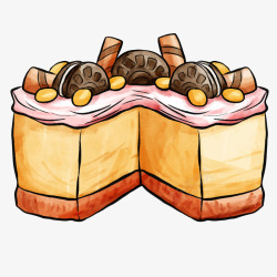 水彩风手绘生日传统奶油蛋糕矢量图素材