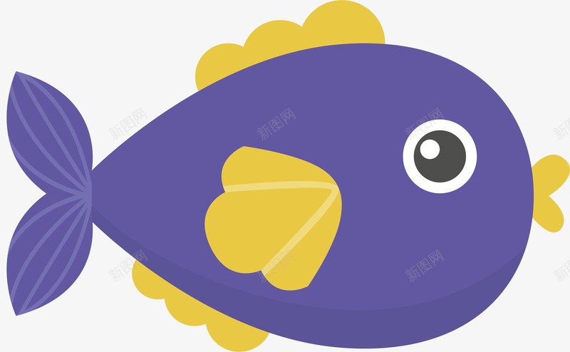 紫色小鱼矢量图ai免抠素材_88icon https://88icon.com 可爱 嘟嘟嘴 手绘 浪线 海洋小鱼 鱼鳍 矢量图